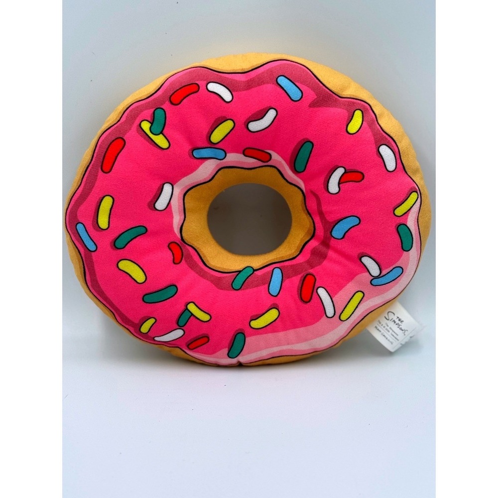 Original The Simpsons Lard Lad Pink Frosted Donut Plush Pillow Sprinkles Cushion